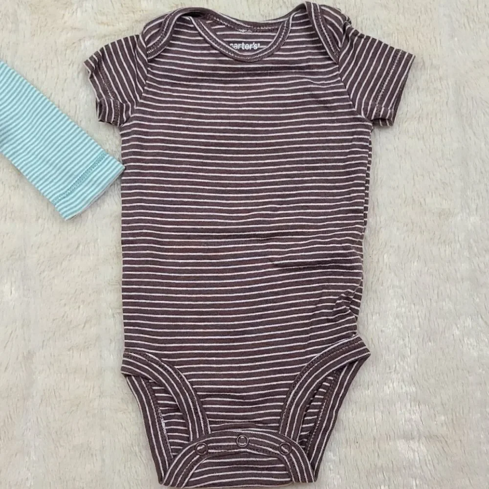 Carter's Baby Bodysuit Bundle 3M 4 Pack Striped Onesies Long Short Sleeve Unisex